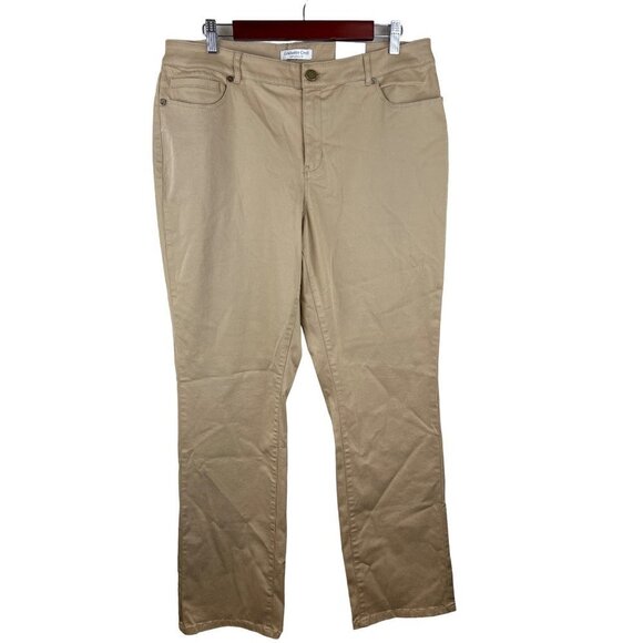 NEW! Coldwater Creek Natural Fit Mini Boot Cut Tan Pants Women's Size 16 - Picture 1 of 10